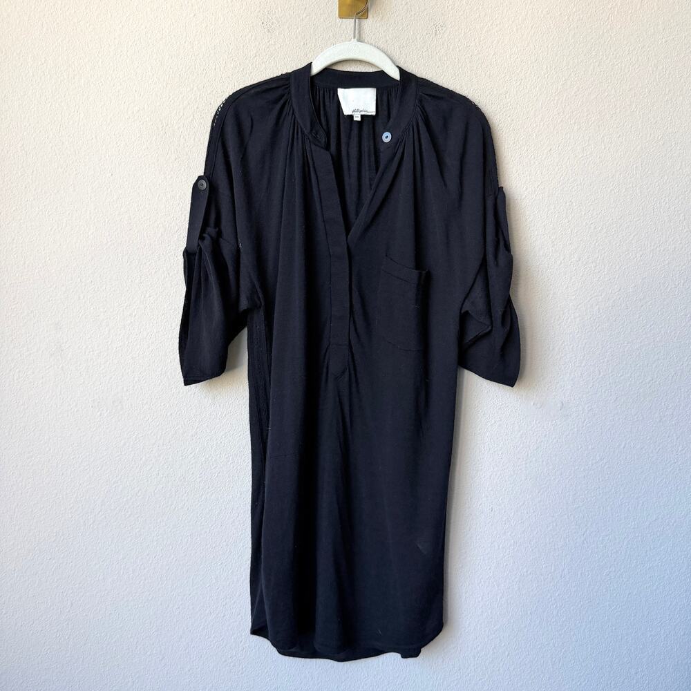 3.1 Phillip Lim Black Knit Wool Blend Cover Up Shirt Dress Size XS